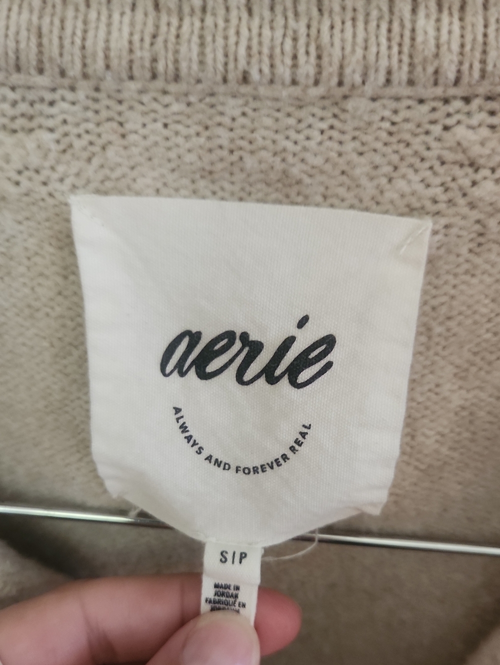 Aerie UnREAL Polo Sweater Neutral Beige Collared V-Neck Small - Picture 5 of 8
